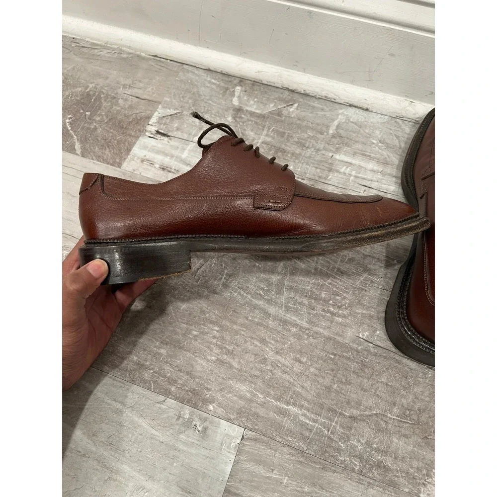 Salvatore Ferragamo Men's Oxfords Brown Leather Square Toe Dress Shoes Size 10 D